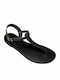 Greek Leather Women's Flat Sandals in Black Color
