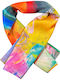 Square Scarf Women Glossy Blue Orange 70x70 Cm