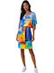 Sommer Kleid Orange/blue