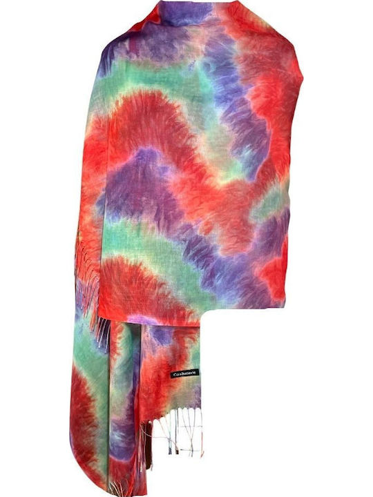 Rainbow Cashmere Scarf Dacali Red 185 x 75 cm