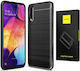 Spacecase Carbon Umschlag Rückseite Silikon Schwarz (Galaxy A50)
