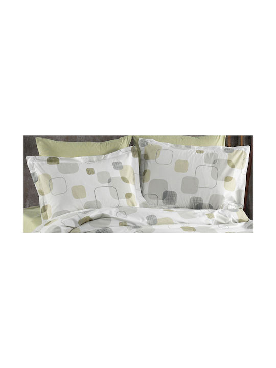 Dimcol Melina Pillowcase with Envelope Cover White-olive 50x70cm.