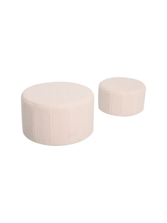 Stool Footstool Upholstered with Fabric Gabello Beige 2pcs 44x44x26.5cm