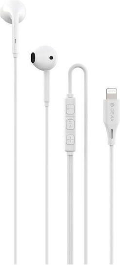Devia Em102 In-ear Handsfree Headphones with Connector Lightning White