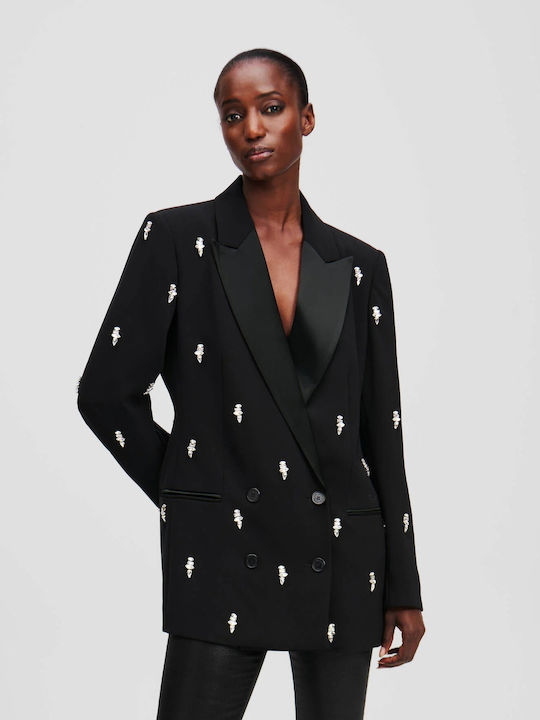 Karl Lagerfeld Women's Double Breasted Blazer Black