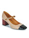 Spitze Zehe Pumps mit Riemchen Beige