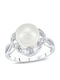 Kiriakos Gofas Ring with Pearls & Diamond made of White gold 18K