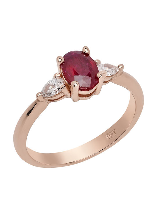 Kiriakos Gofas Ring with Diamond made of Rose Gold 18K