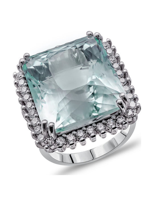Kiriakos Gofas Ring with Diamond made of White gold 18K