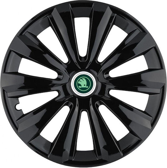 Set 4 Capace De Roți Auto Autohelix Msa Dimensiune 14 Inch Jante Compatibilitate Skoda Verde Delta Negru Model