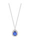 Kiriakos Gofas Halskette Solitärring aus Weißgold 14K Blau