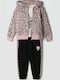 Kids Sweatpants Set Pink Leopard 3pcs