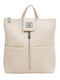Leather Women's Bag Backpack Beige