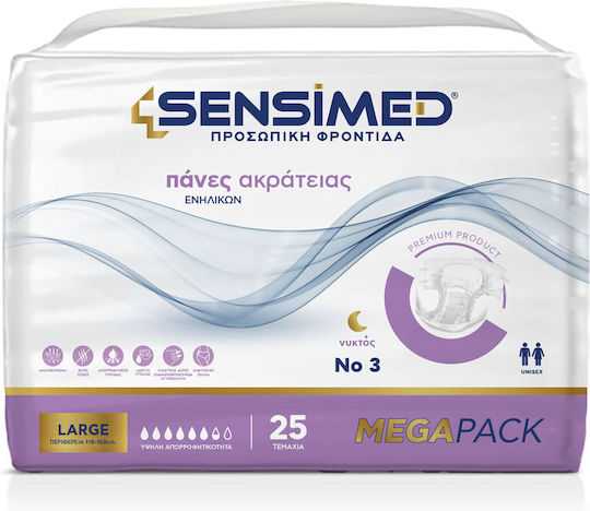 Sensimed Offene Inkontinenz-Windeln Nachts Megapack 25 Einheiten Große