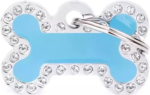 Dog ID Tag My Family Glam Bone Light Blue Small Myfamily