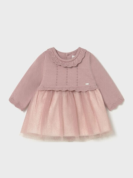 Mayoral Children's Dress Long Sleeve Tulle Pink