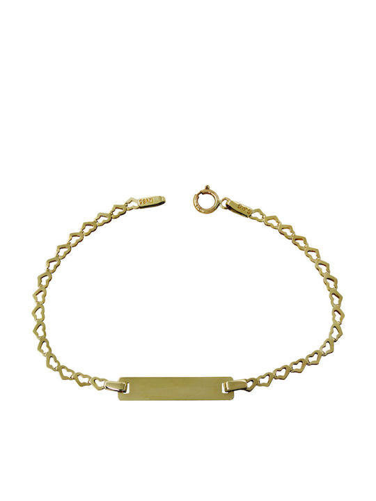 Roloi Kaliamanis Kids Bracelet ID from Gold 9K with Heart