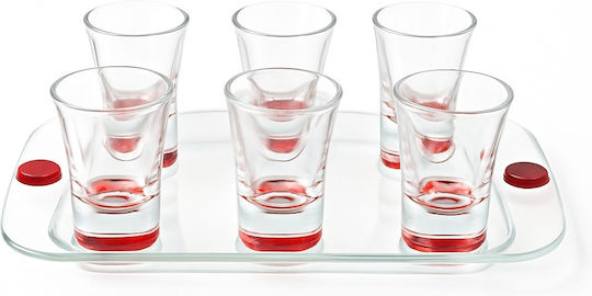 Galifas Set of Glasses Liqueur/Ouzo made of Glass in Red Color 6pcs