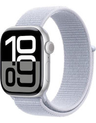 Apple Watch Series 10 Aluminium 42mm Refurbished Grade A Silver με Blue Cloud Sport Loop Apple Watch Series 10 Aluminium 42mm Refurbished Grade A Silver με Blue Cloud Sport Loop