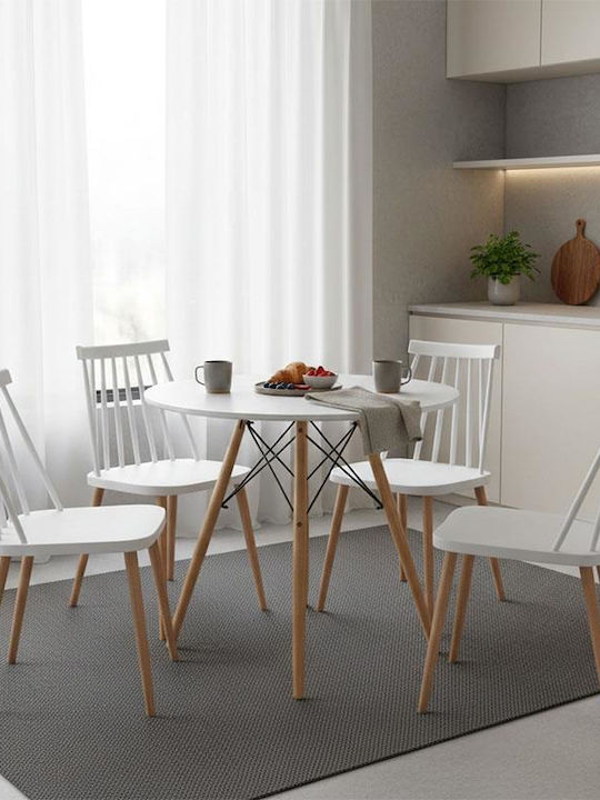 Julita Rund Tisch Küche Holz White, Natural Shade 80x80x73cm