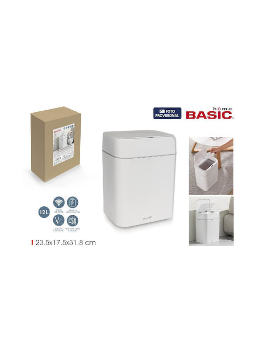 Basic Home Κάδος Απορριμμάτων Πλαστικός με Φωτοκύτταρο Λευκός 12lt