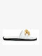 Leather Women's Flat Sandals in White Color