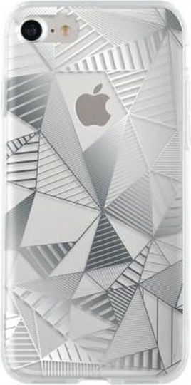 Bigben Connected Handyhülle iPhone SE 2020 8 7 Halbrigide Dreieckige Grafiken Silber