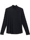 Damen Bluse Langärmelig Rollkragenpullover Black