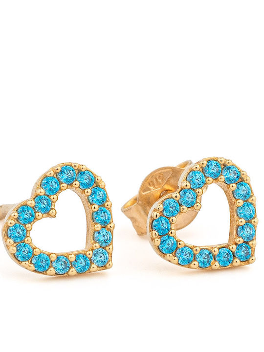 George Art Jewels Σκουλαρίκια από Χρυσό 9Κ με Πέτρες Τιρκουάζ