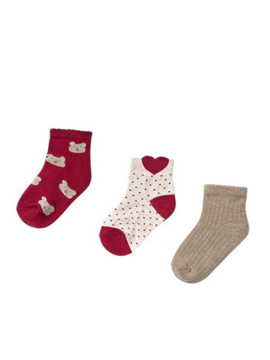 Mayoral Kids' Socks Hearts Red 3 Pairs