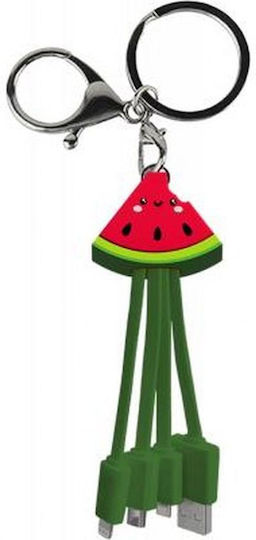 Yello Koko Andy USB A Micro-USB USB-C Blitzschlag 3-in-1-Kabel 0,15m Wassermelone Grün