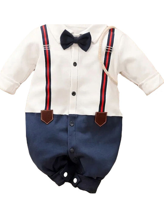 TakTakBaby Baby Bodysuit Long-Sleeved White/Dark Blue
