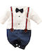 TakTakBaby Baby Bodysuit Long-Sleeved White/Dark Blue
