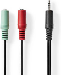 Cablu Splitter Audio Nedis Stereo Jack 20 Cm 2 Conectori Ieșire Negru