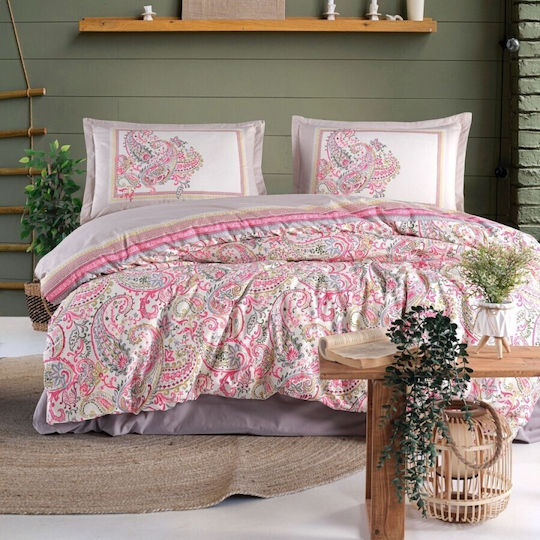 Pucioasa Set Huse Pentru Pilote Luga 100% Bumbac 200x220cm Dublu Cu 2 Fețe De Pernă & 1 Cearșaf Luga
