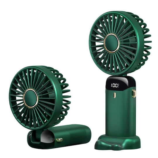 Portable Fan 5 Speeds N15 USB-C 2A 1800mAh Compact Lightweight Set Sticker Green