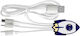 Yello Koko Andy 3 In 1 Usb-c Micro-usb Lightning To Usb-a 3a Rocket Keyring Cable White Blue