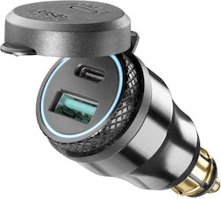 Car Charger Interphone From Car Cigarette Lighter To 1x USB-C Female 1x USB-A Female Black Car Charger Interphone From Car Cigarette Lighter To 1x USB-C Female 1x USB-A Female Black
