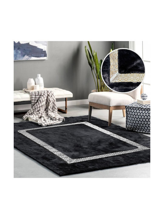Saray Home Luxurius Χαλί Ορθογώνιο Γούνινο Μαύρ...