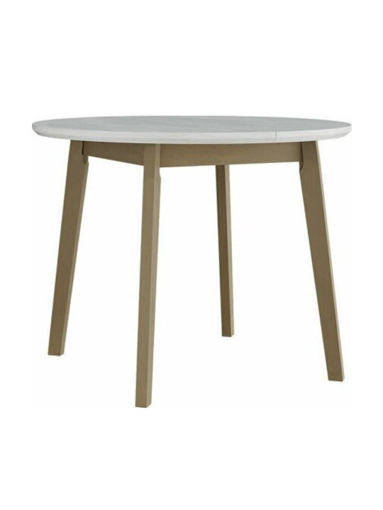 Victorville 184 Round Table from Solid Wood Sonoma Beech, White 75x75cm