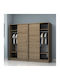 Four Door Wardrobe Sliding Regio Walnut 200x60x181cm