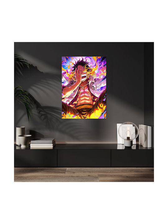 Canvas Painting One Piece Monkey D Luffy Flame Frenzy Knv2706 65cm X 95cm