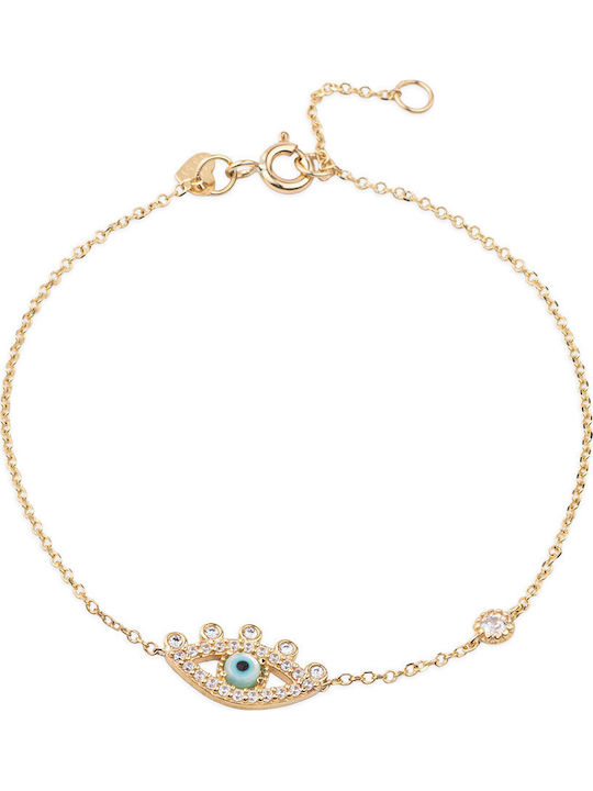 George Art Jewels Women's Bracelet with design Eye made of Gold 9K with Zircon