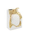 Ceramic Decorative 14x8x22 Pineapple White Gold Keskor 78694
