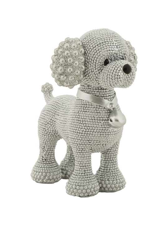 Decorative Silver Dog Polyresin 15x9.5x15 Cm