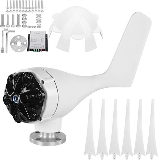 Kit Turbină Eoliană 500 W 12 V/24 V Controler Mppt 5 Pale Diametru 1,19 M Generator Trifazat Rulotă Barcă Casă Alb