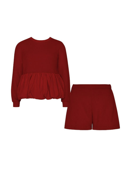 Kids' Set with Shorts Summer 2pcs Burgundy