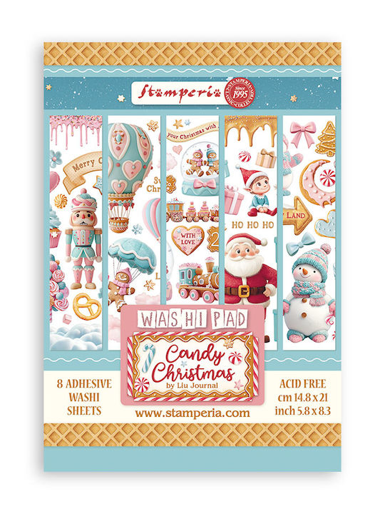 Washi Pad A5 8 Pieces Candy Christmas Stamperia Stickers