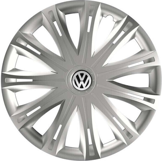 Versaco Car Hubcap Set Spark with VW Emblem 14" 4pcs Silver