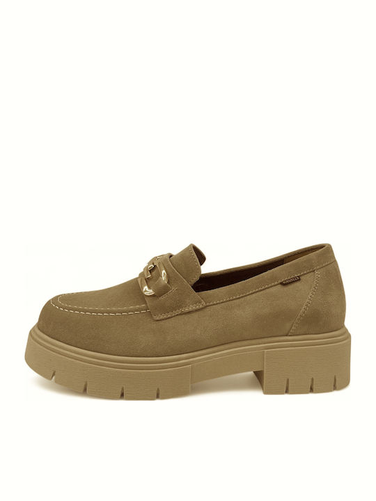 Ragazza Leder Damen Mokassins in Beige Farbe